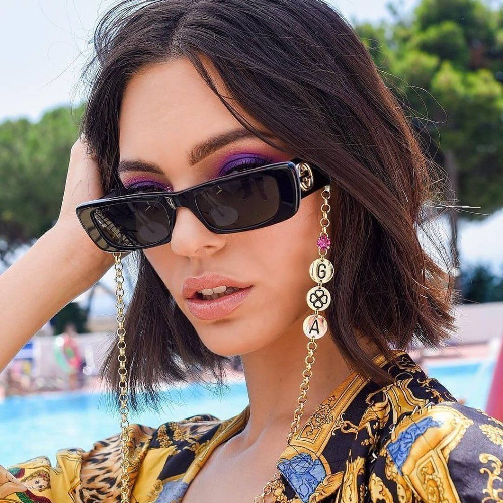 NEW Gucci GG0516S 001 Black Silver Rectangle Women Sunglasses - Picture 11 of 15